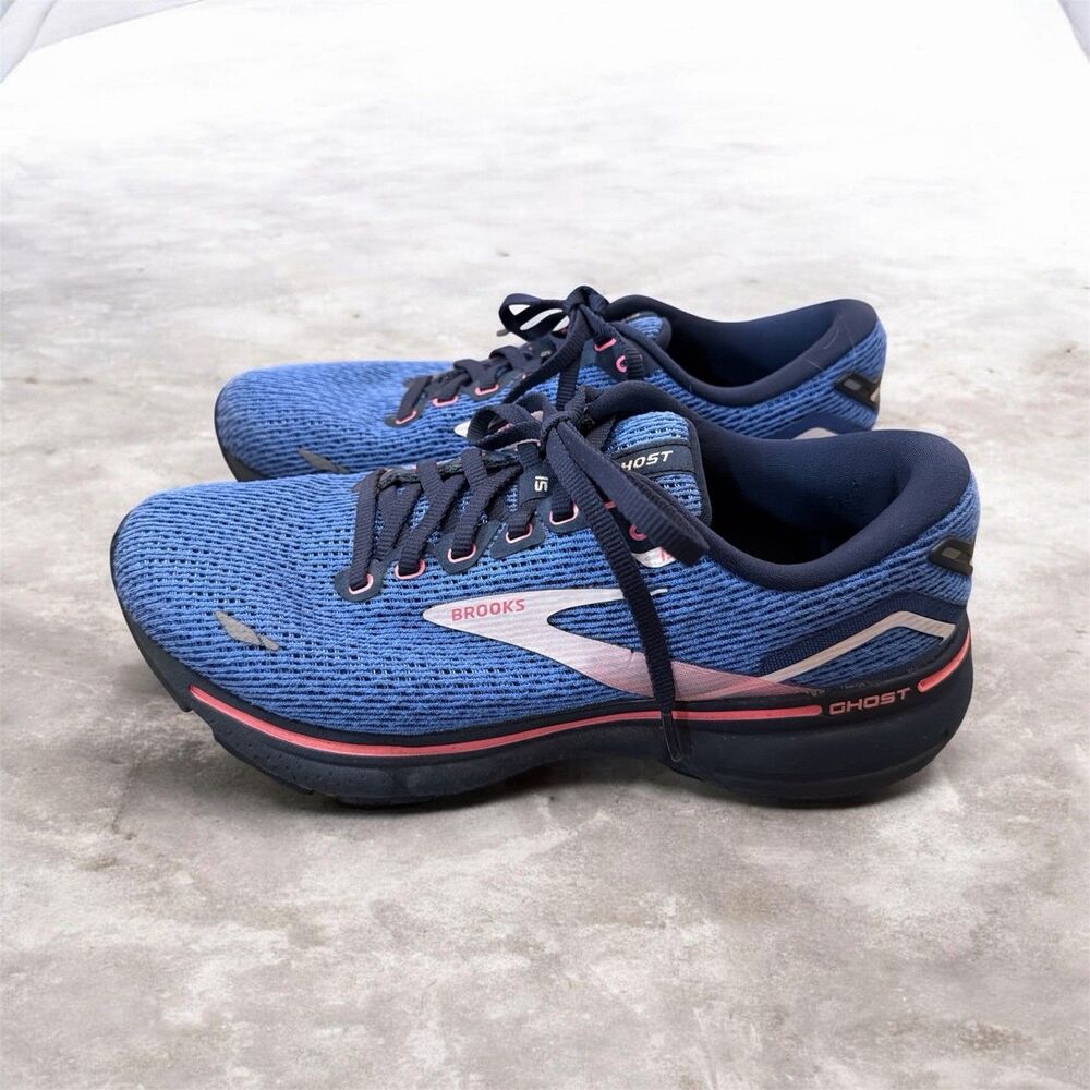 Brooks Ghost 15 Women’s Lace Up Running Sneakers Blue/Black/Pink Size 7.5